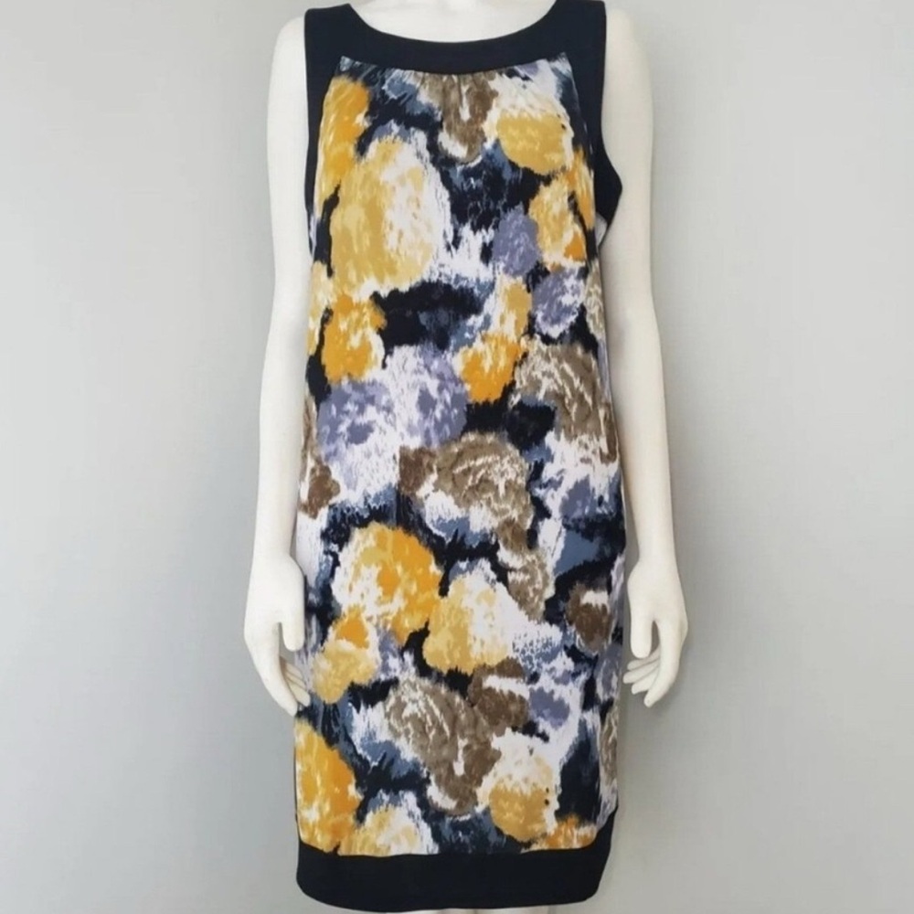 AB Studio Blue and Gold Sheath Midi Dress